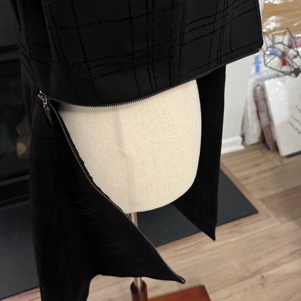 Alfani Black Grid-Pattern Longline Jacket With Zi… - image 7